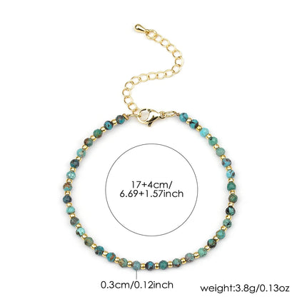 Luckacco 1pc 3mm Natural Turquoise and Seed Beads Bracelet with Brass Clasp for Daily Wear Birthday Stone Mother's Day Gift