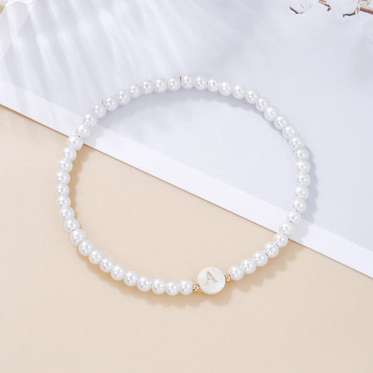 Luckacco New Fashion 26 Letter Bracelet Women Temperament Handmade Simulated Pearl Bead Bracelet For Women Jewelry Gift