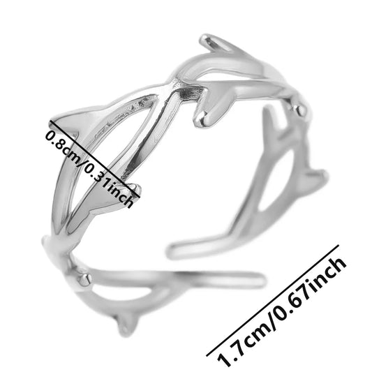 Luckacco 1pc Stylish Marine Jewelry Ocean Sea Animals Conch Starfish Shell Ring Stainless Steel Jellyfish Scallop Rings Women Charm Gift