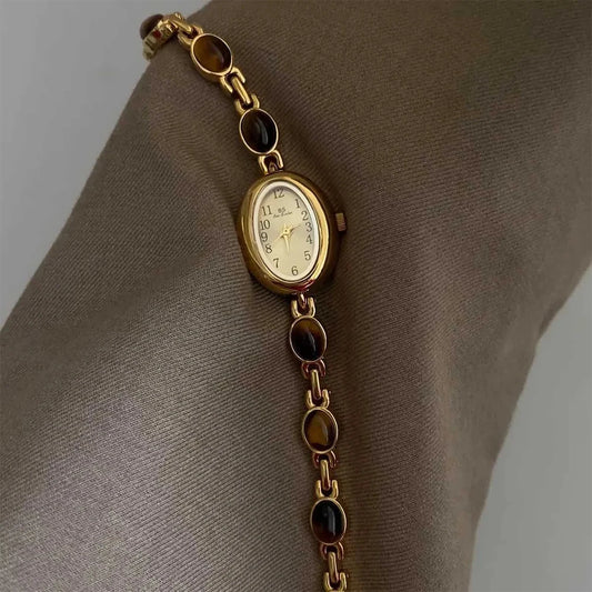 Luckacco BS Bee Sister Gold Oval Dial Watches For Women Vintage Alloy Quartz Woman Watch Fashion Casual Dress Women's Wristwatches