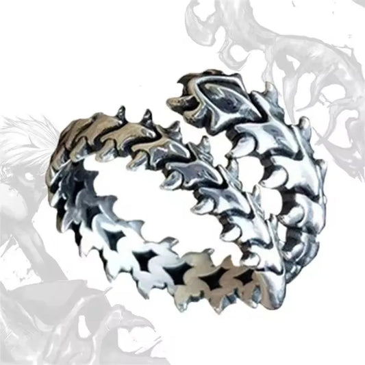 Luckacco New Anime Tokyo Ghoul Coiled Bone Punk Ring Creative Kaneki Ken Adjustable Open Rings for Women Men Cosplay Accessories