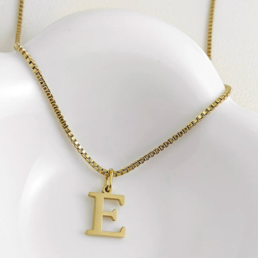 Luckacco Initial necklace letter pendant chamrs stainless steel Necklace jewelry Women's Necklace Box Chain Choker woman trend 2025 gift