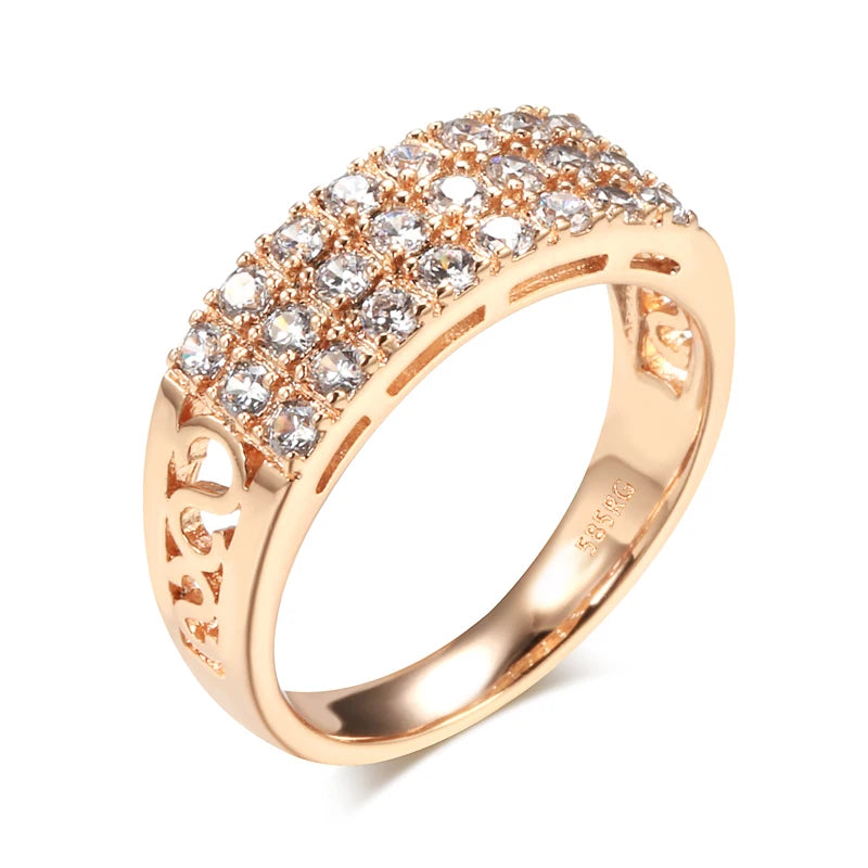 luckacco wbmqda sparkling full zircon ring for women 585 rose gold color romantic wedding engagement accessories best jewelry gift