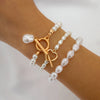 Luckacco Vintage Imitation Pearl Heart OT Buckle Pendant Bracelet for Women Wed Bridal Bead Chain Bangles Couple Hand Jewelry New