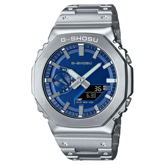 Luckacco Digital Sports Electronic Unisex Watch Full Function LED Alloy Large Dial World Time Steel Strap GMB Oak Series
