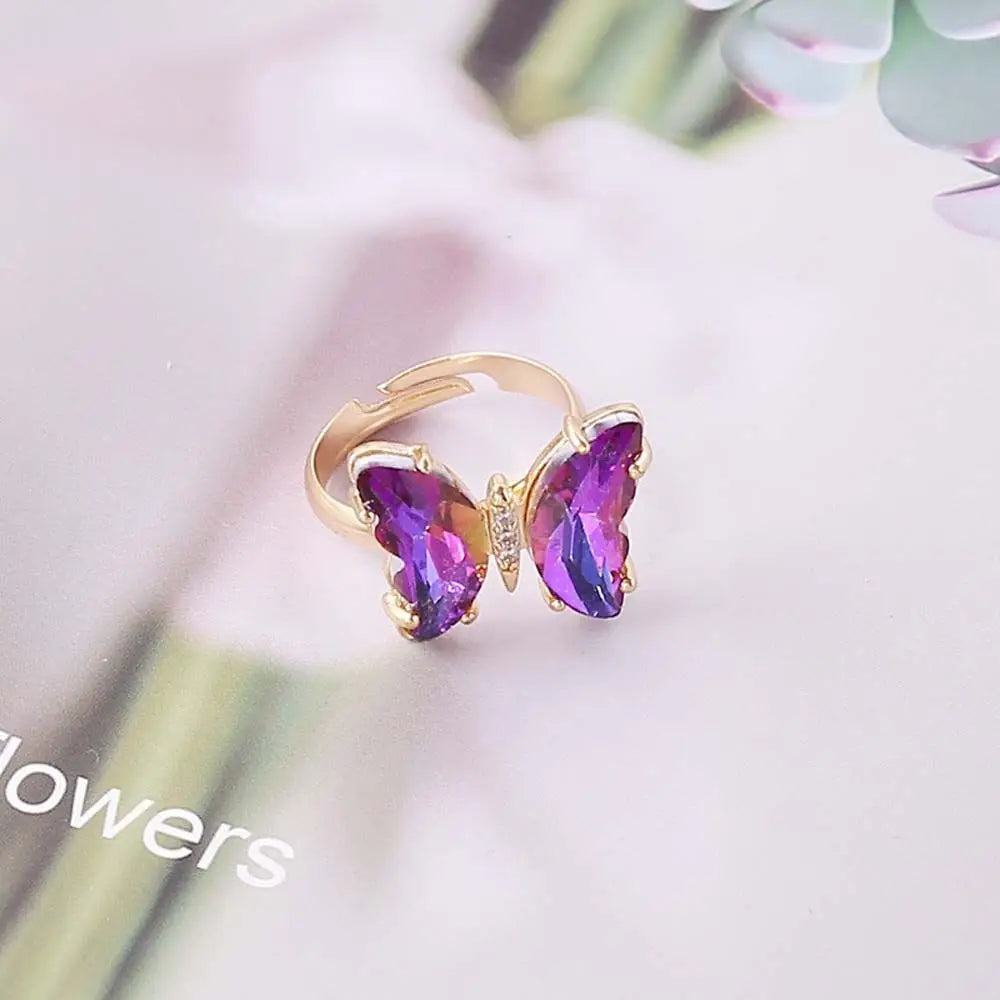 luckacco fashion pink bowknot finger ring exquisite sweet bow-tie ring bowknot adjustable bowknot opening ring weeding