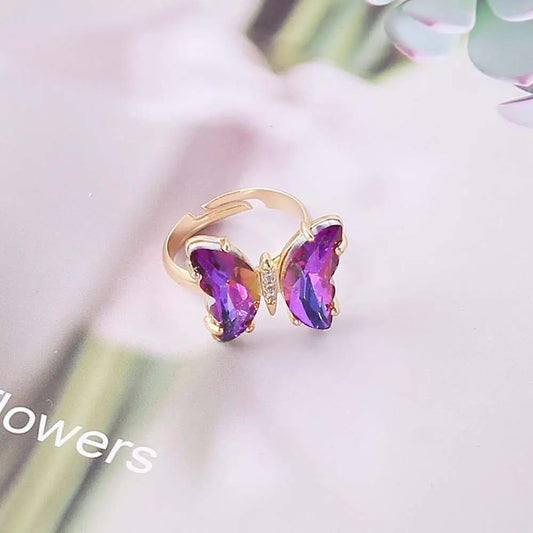 Luckacco Fashion Pink Bowknot Finger Ring Exquisite Sweet Bow-tie Ring Bowknot Adjustable Bowknot Opening Ring Weeding