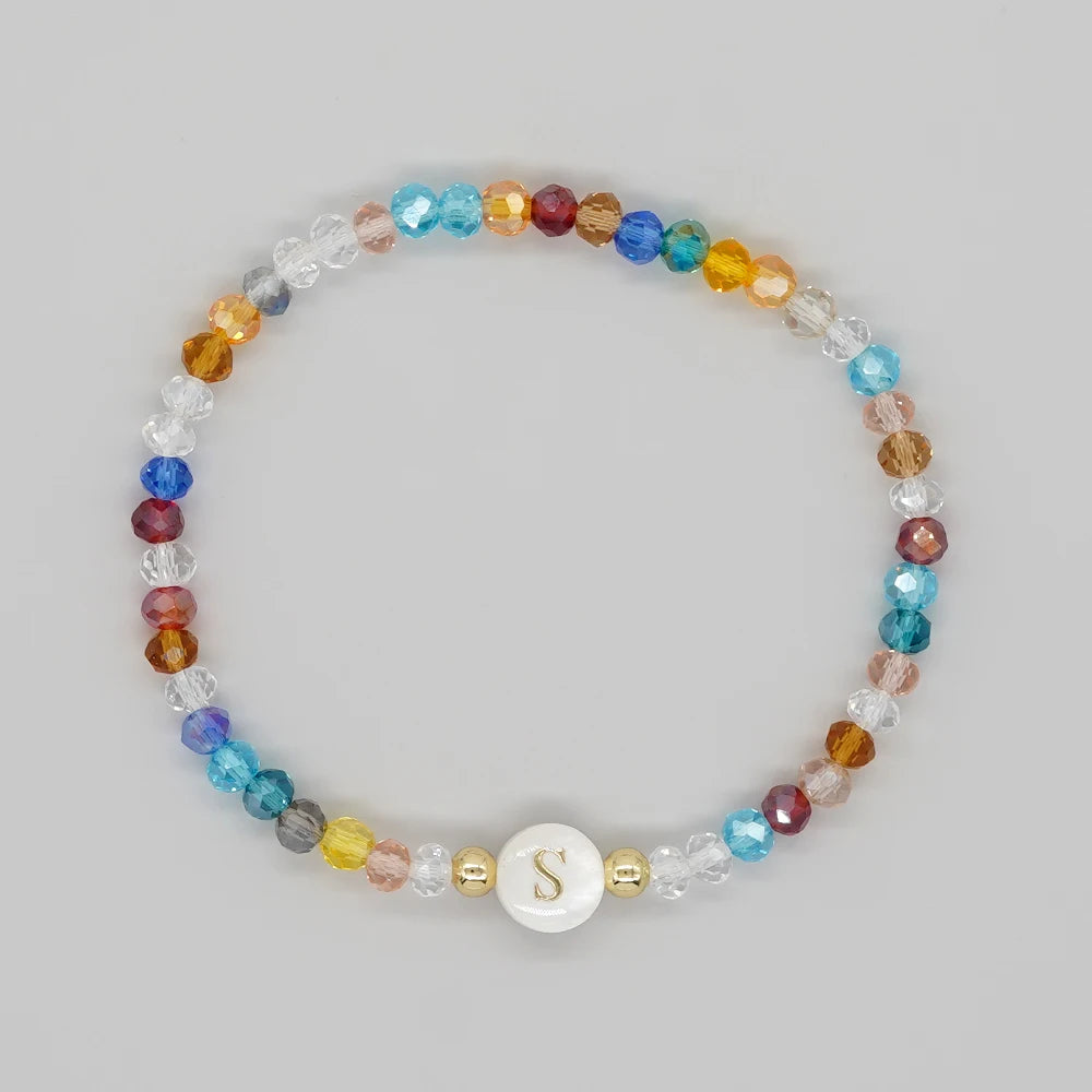 luckacco go2boho crystal shell letter a-z bracelets for women boho summer beach lucky fashion trend jewelry accessories surprise gifts