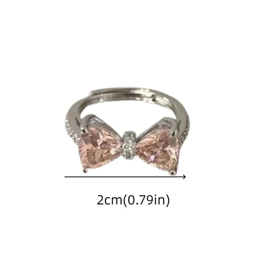 Luckacco Fashion Bowknot Finger Rings Adjustable Bow Rings Jewelry Sweet Opening Ring Ornaments