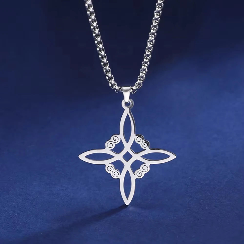 luckacco yiluocd magic witch knot zirconia pendant necklace witchcraft  good luck amulet wicca protection jewelry for women