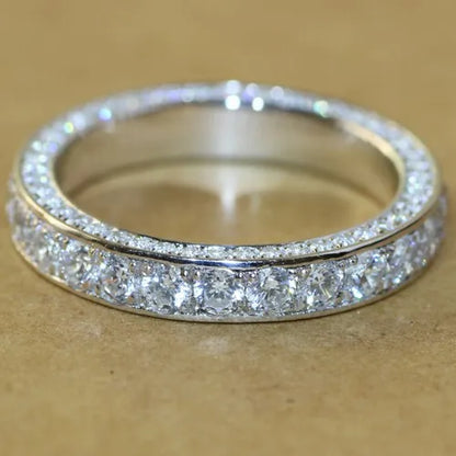 Luckacco Elegant Silver Color Inlaid with White Zircon Rings Luxury Fashion Party Engagement Wedding Rings for Women Jewelry