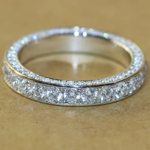 Luckacco Elegant Silver Color Inlaid with White Zircon Rings Luxury Fashion Party Engagement Wedding Rings for Women Jewelry