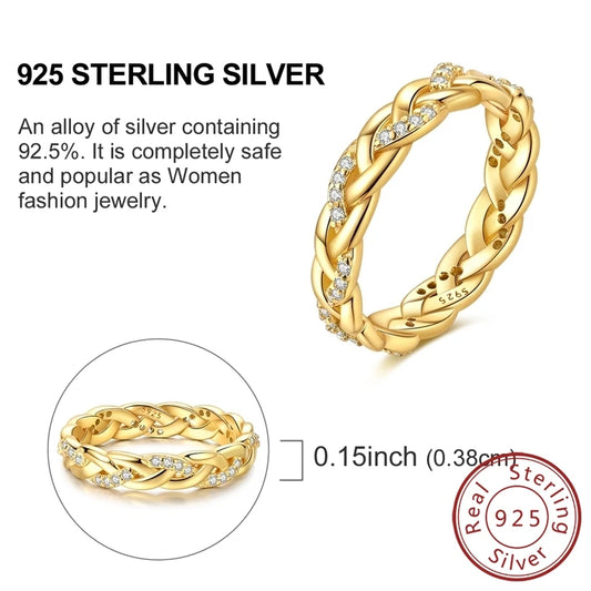 Luckacco New 925 Sterling Silver Rings Gold Heart Bow Adjustable Open Closed Ring Suitable for Women Stacking Ring Fashion Jewelry Gift