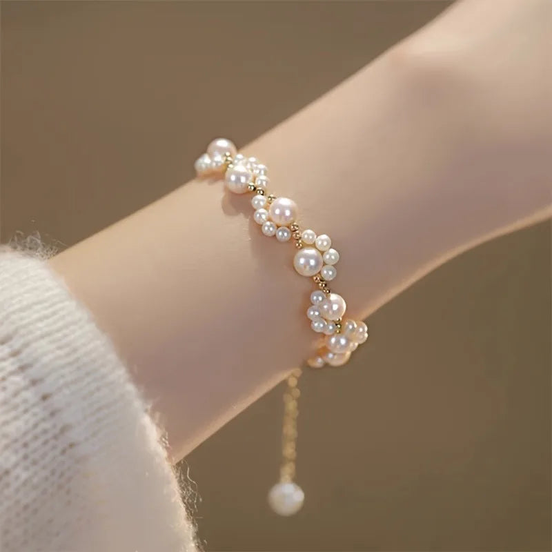 luckacco 1pc cute kitten paw faux pearl bracelet creative sweet jewelry bracelet daily wear exquisite gift for women's bracelet