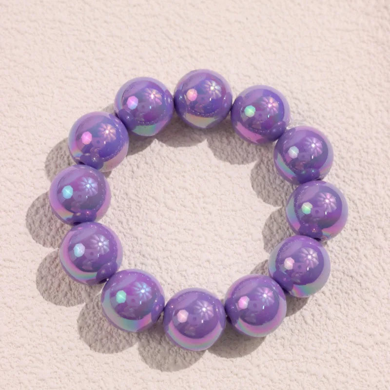 luckacco european and american contrasting color laser beaded resin bracelet beads 16mm h