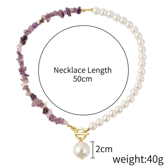 Luckacco Elegant Imitation Pearl Chain Choker Necklaces For Women Collar Natural Stone Collarbone Necklace Asymmetry Jewelry Holiday Gift