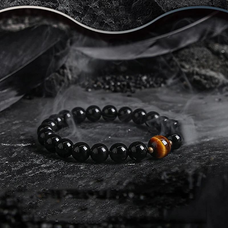 luckacco 5a real natural red tiger eye beads stone bracelet men women zircon accessories handmade jewelry gift for girlfriend
