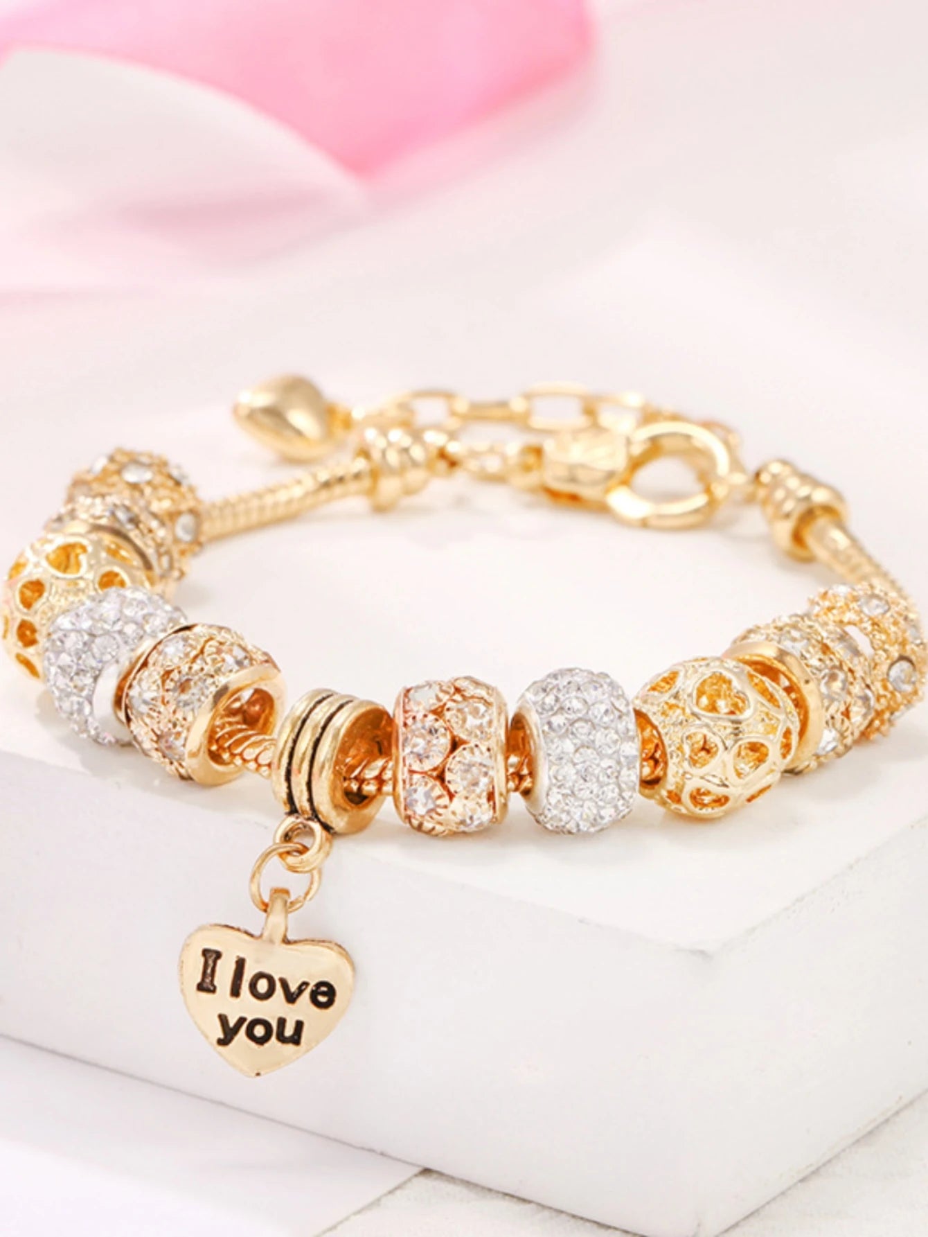 luckacco 1pc women's fashion pan family diy multi element love beaded bracelet date travel banquet party holiday dressing gift
