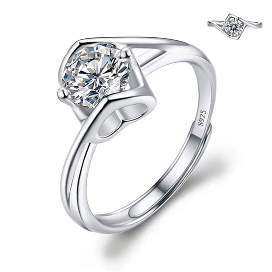 Luckacco Never Fade Luxury Classic 18K White Gold Color Ring Solitaire 2 Carat Zirconia Diamant Wedding Band Women Jewelry Accessories