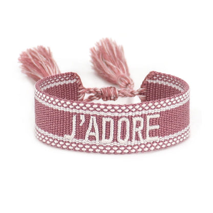 Luckacco Rhinestone Embroidery Woven Bracelets Adjustable Rope Stackable Bangle For Women