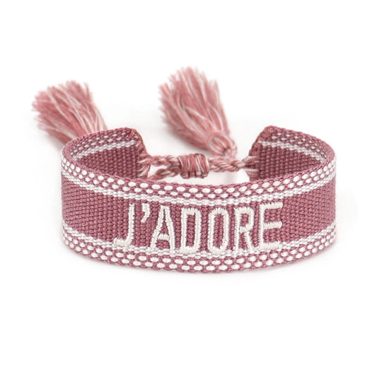 Luckacco Rhinestone Embroidery Woven Bracelets Adjustable Rope Stackable Bangle For Women