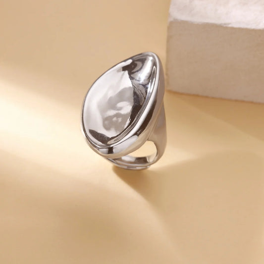 Luckacco Luxury Zircon Geometric Rings for Women Gold Color Adjustable  Stainless Steel Heart Flower Ring Wedding Fashion Jewelry Gift