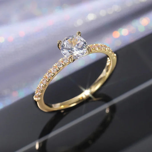 Luckacco Wedding Band Eternity Rings Women Brilliant Round Zirconia Luxury Engagement Rings Thin Elegant Female Jewelry