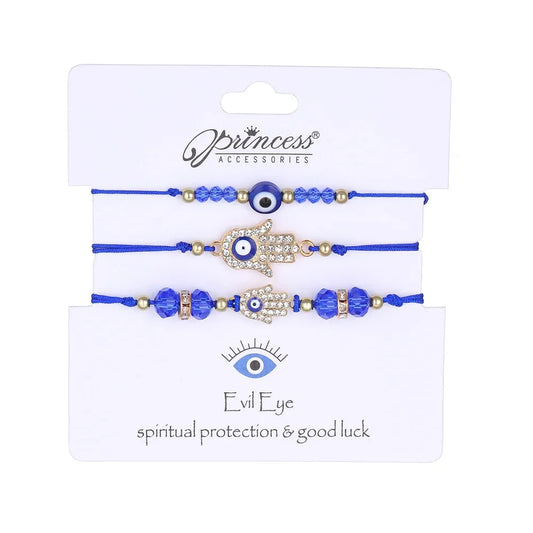 Luckacco 3pcs Turkish Evil Eye Palm Butterfly Bracelets for Men Women Lucky Eyes Bead Round Shaped Woven Chain Bracelets Jewelry Gift