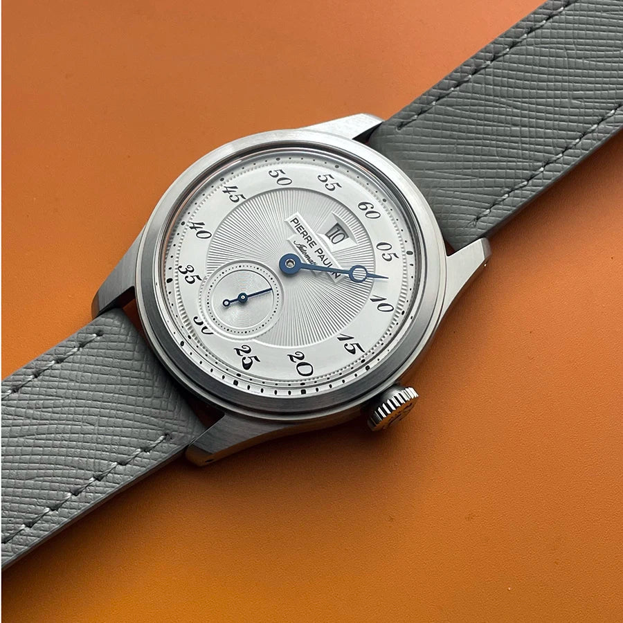luckacco spot goods new pierre paulin jumping hour men watch salmon dial automatic st17 mechanical watch vintage bonklip bracelet
