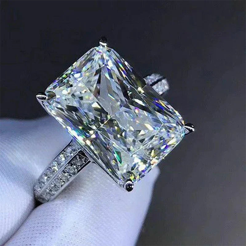 luckacco fashion big square crystal stone women wedding bridal ring luxury engagement party anniversary best gift large rings
