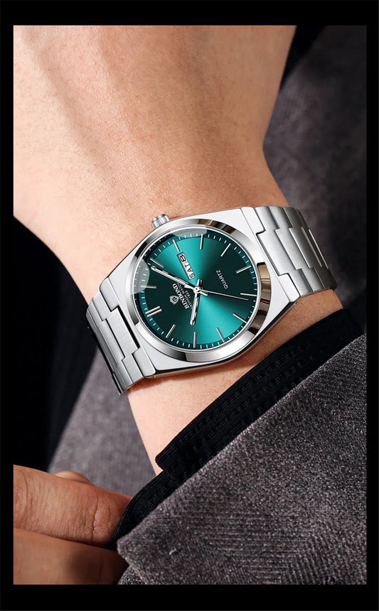 Luckacco New Casual Business Fashion Quartz Wristwatches Movement Silver Clock Men Luxury Watch Automatic Watches Mens Gifts Reloj Hombre