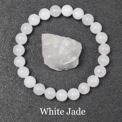 Luckacco Natural Aquamarins Quartzs Beads Bracelet Women Men 6mm 8mm Sky Blue Stone Round Bead Bracelet Elastic Rope Energy Jewelry Gift
