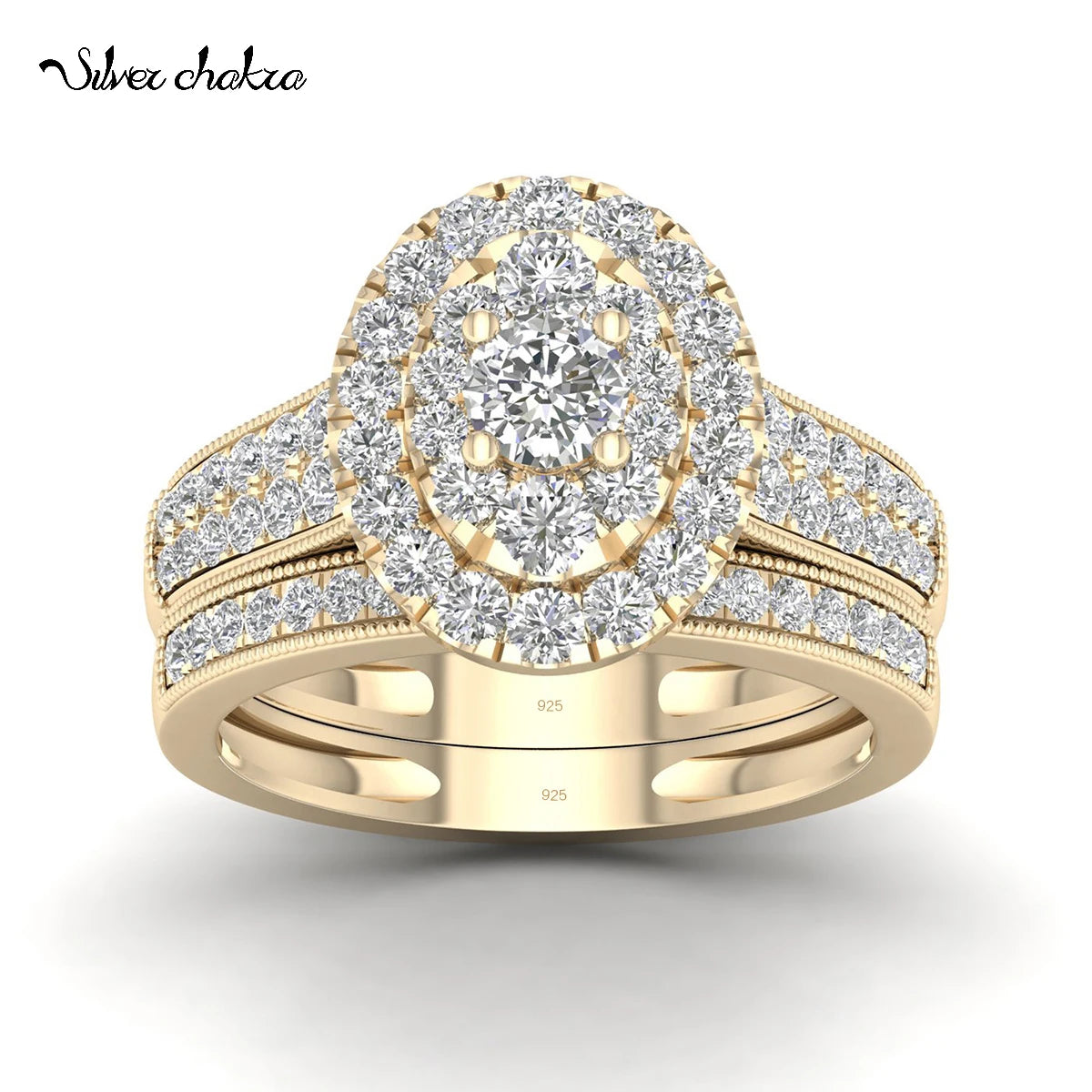 luckacco 2pcs diamond couple rings set woman wedding engagement sterling silver ring shining luxury 5a zircon 14k gold classic jewelry