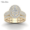 Luckacco 2PCS Diamond Couple Rings Set Woman Wedding Engagement Sterling Silver Ring Shining Luxury 5A Zircon 14k Gold Classic Jewelry