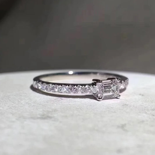 Luckacco daily picks Gorgeous Low-key Women Wedding Ring with Crystal Cubic Zirconia Exquisite Thin Band Female Finger-rings Statement Jewelry