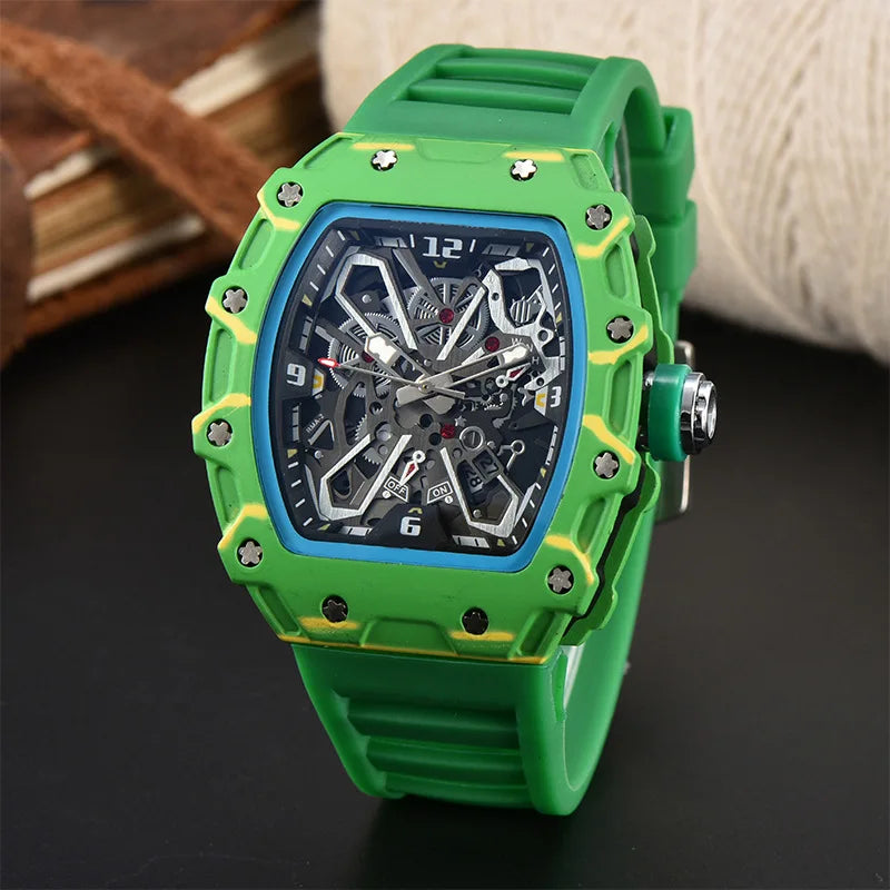 luckacco foreign trade new men's watch wholesale color line hollow dial quartz watch simple fashion watch spot