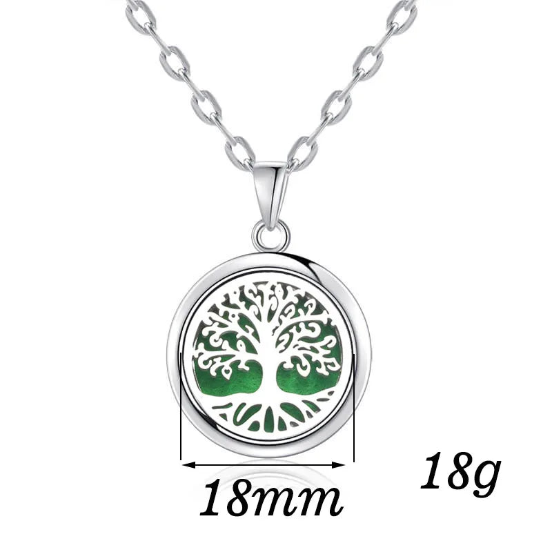 luckacco new tree of life aromatherapy necklace stainless steel essential oil diffuser amulet perfume locket pendant women jewelry gift