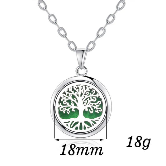 Luckacco New Tree Of Life Aromatherapy Necklace Stainless Steel Essential Oil Diffuser Amulet Perfume Locket Pendant Women Jewelry Gift
