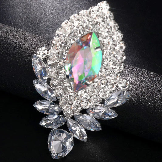 Luckacco Shiny Colorful Crystal Large Rings Adjustable Wedding Jewelry Exaggerated Rhinestone Finger Rings Jewelry Accessories