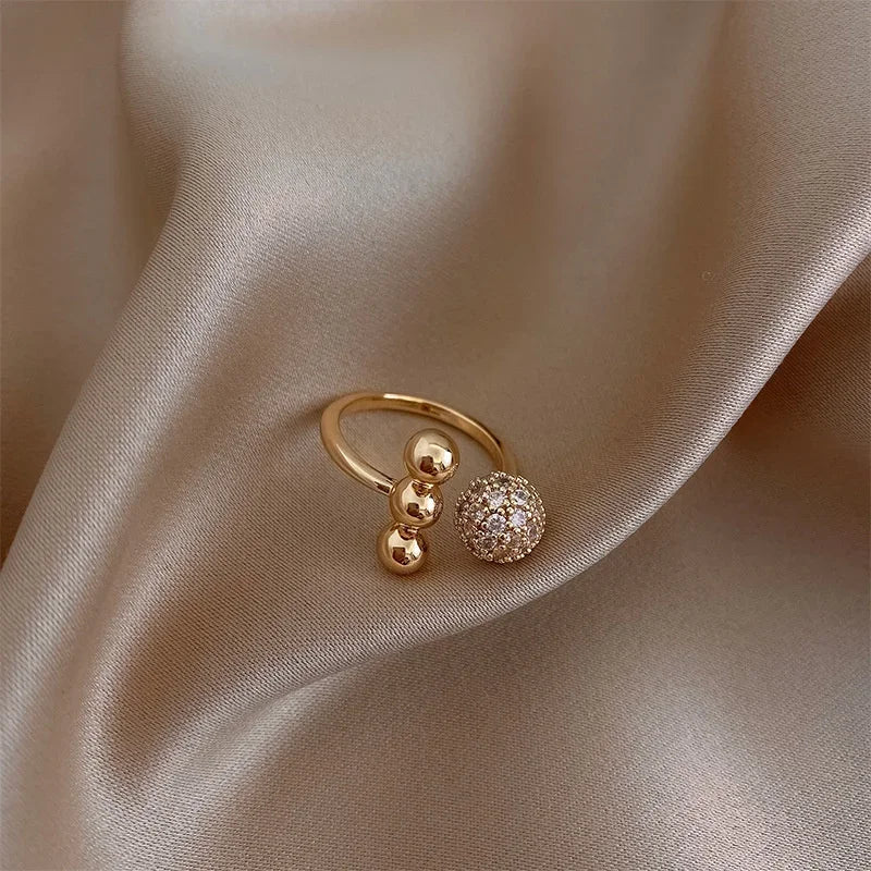 luckacco stainless steel rings for women gold color couple jewelry aesthetic accessorie adjustable punk embossed hollow wide rings