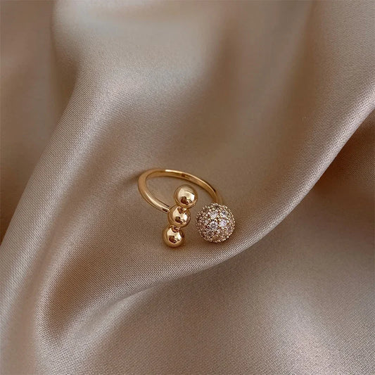 Luckacco Stainless Steel Rings for Women Gold Color Couple Jewelry Aesthetic Accessorie Adjustable Punk Embossed Hollow Wide Rings