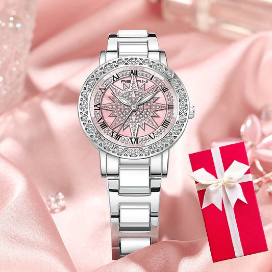 Luckacco Rotation Dial High Quality Women Watches Silver 2025 New Arrival Top Brand Luxury Ladies Wrist Watches For Female Clock With Box