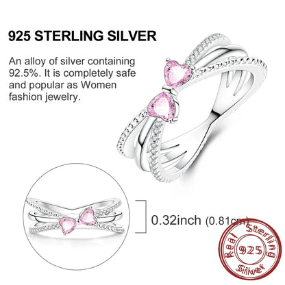 Luckacco New 925 Sterling Silver Rings Gold Heart Bow Adjustable Open Closed Ring Suitable for Women Stacking Ring Fashion Jewelry Gift