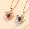 Luckacco Valentine's Day Gift Projection 100 Languages Necklace Simple Heart Shaped Projection Necklace Birthday Lover Family Memory Gift