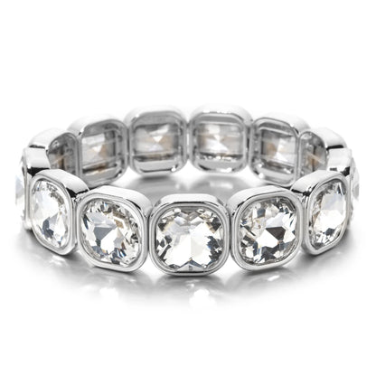 Luckacco Rose Colorful Glass Crystal Elastic Bracelet Enamel Stretch Rhinestone Bangle Tile Bead Bracelet for Women Fashion Jewelry