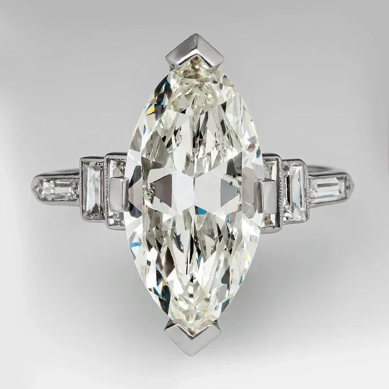 luckacco crystal marquise cubic zircon female rings geometric fashion contracted design wedding engagement bands jewelry for women