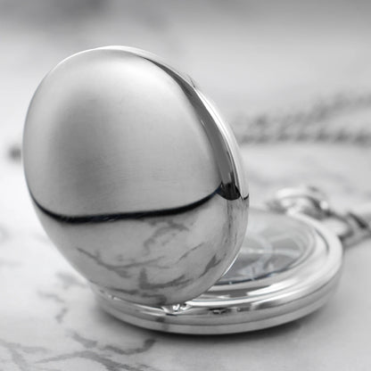 Luckacco All Hunters Retro Silver Smooth Quartz Pocket Watch For Men Women Steampunk Necklace With Chain