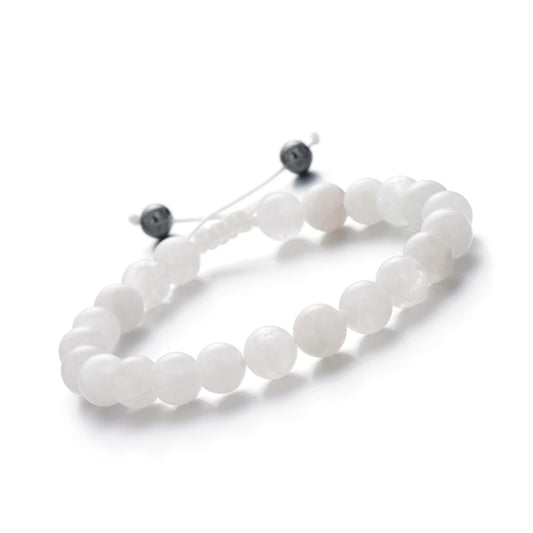 Luckacco 1p 8mm Rose Quartz Amethyst Sunstone Moonstone Braided Ajustable Beaded Bracelet Natural Gem Crystal Energy gift for men women