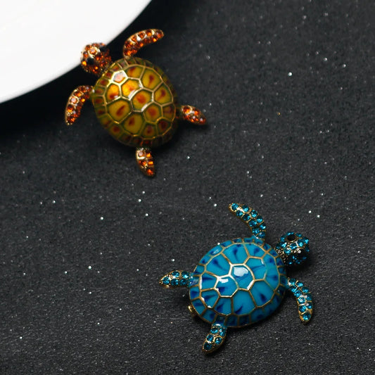 Luckacco Enamel Turtle Brooches For Women Luxury Designer Classic Unique Personality Animal Brooch Pins Jewelry Gift