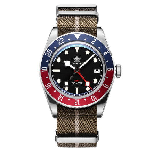 Luckacco ADDIESDIVE Luxury GMT515-24H Men's Watch Diver 200m Bubble Mirror Glass BGW9 Super Luminous Stainless Steel Men's Analog Watches